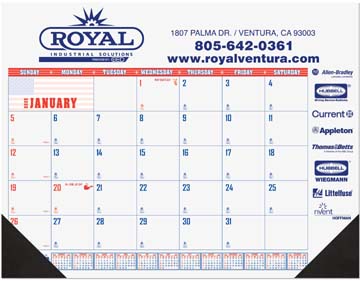 Patriotic Calendar Desk Pad w/One Color Imprint - 21.75" x 17") - 13 month